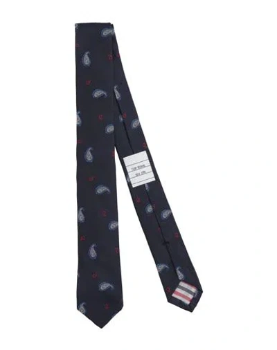 Thom Browne Man Ties & Bow Ties Midnight Blue Size - Silk