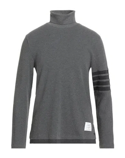 Thom Browne Man Turtleneck Grey Size 5 Cotton, Elastane In Gray