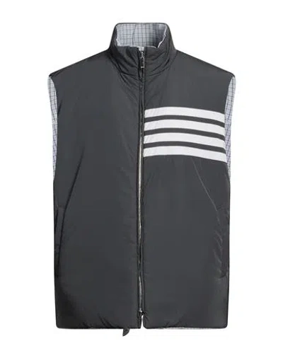 Thom Browne Man Vest Grey Size 3 Polyester In Black