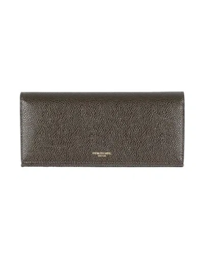 Thom Browne Man Wallet Dark Brown Size - Leather