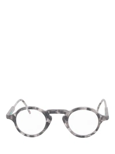 Thom Browne Marbled Round Frame Glasses In Gray