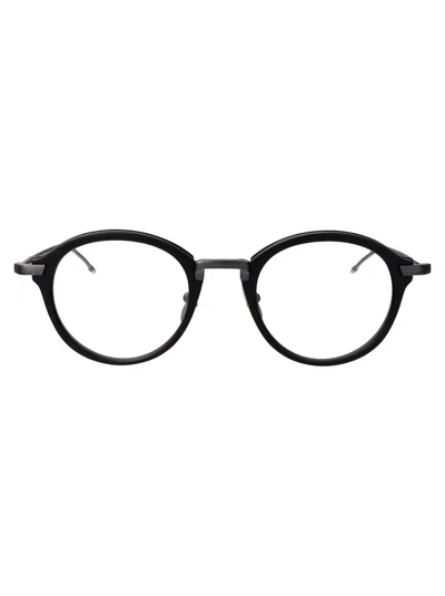 THOM BROWNE THOM BROWNE MATTE BLACK ACETATE/TITANIUM GLASSES