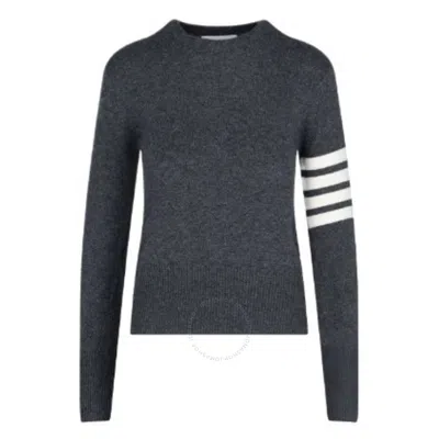 THOM BROWNE THOM BROWNE MED GREY 4-BAR CASHMERE PULLOVER