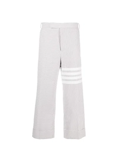 Thom Browne 4-bar Cotton Tweed Trousers In Grey