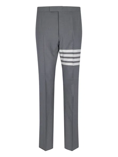 Thom Browne 4-bar Plain Weave Suiting Trousers In Med Grey