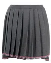 Thom Browne Rwb-trimmed Pleated Miniskirt In Gray