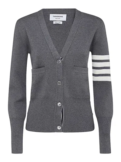 THOM BROWNE MED GREY WOOL CARDIGAN