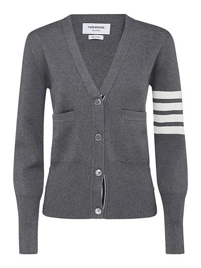 Thom Browne Med Grey Wool Cardigan In Gray