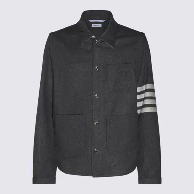 Thom Browne Med Grey Wool Casual Jacket In Gray