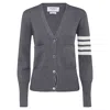 Thom Browne Gray Intarsia Geese 4-bar V-neck Cardigan