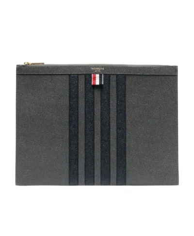 Thom Browne Medium 4-bar Stripe Document Holder In Black