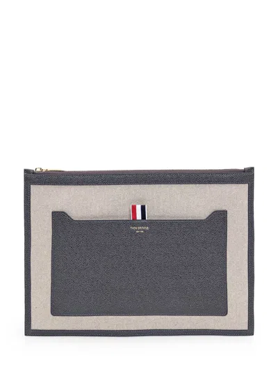 Thom Browne Medium Document Holder In Beige