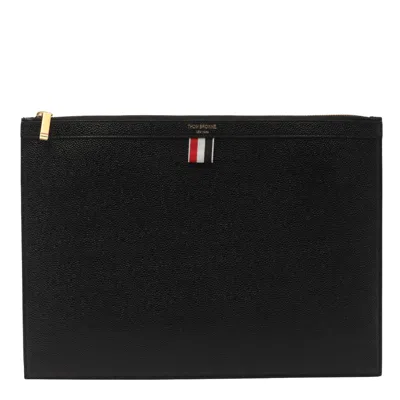 Thom Browne Medium Document Holder With Iconic Logo In Nero