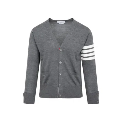 Thom Browne Medium Gray Wool Buttoned Cardigan In Grey