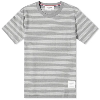Thom Browne Medium Grey Striped Jersey Pocket T-shirt
