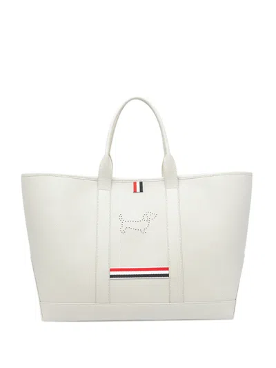 Thom Browne Medium Hector-detail Tote Bag In White