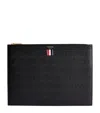 Thom Browne Medium Leather Pouch In Black