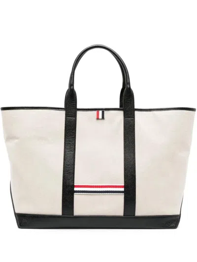 Thom Browne Medium Rwb Stripe Tote Bag In Multi