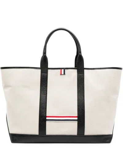 Thom Browne Medium Rwb Stripe Tote Bag In Multi