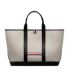 Thom Browne Medium Rwb-stripe Tote Bag In Gray