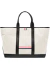 Thom Browne Medium Rwb-stripe Tote Bag In Neutrals