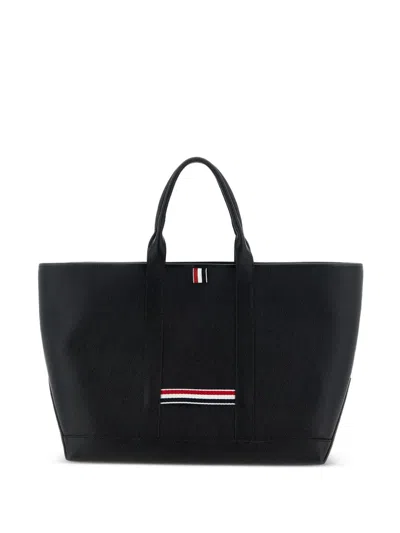 Thom Browne Medium Tool Calfskin Tote Bag In Black