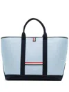Thom Browne Canvas Interlock Medium Tool Tote In Blue