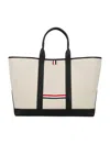 Thom Browne Medium Tool Tote W/ Leather Handles In S In Natural\black