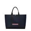 Thom Browne Structured Medium Tool Tote With Drawstring Closure In Blue