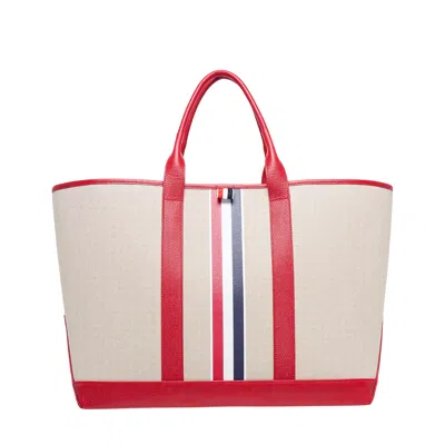 THOM BROWNE MEDIUM TOOL TOTE WITH LEATHER HANDLE