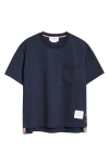 Thom Browne Medium Weight Cotton Jersey Boxy Pocket Tee In Navy