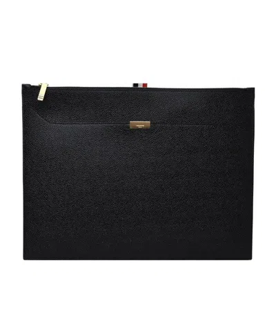 Thom Browne Medium Zipped Clutch In Black