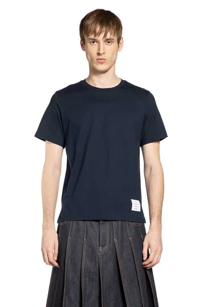 Thom Browne Meidum Weight Jersey Side Slit T-shirt In Blue