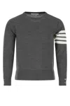 Thom Browne Melange Grey Wool Sweater In Gray