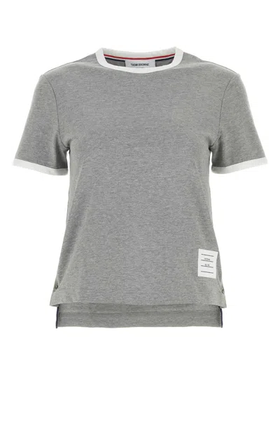 THOM BROWNE MELANGE GREY COTTON T-SHIRT