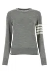 Thom Browne Melange Grey Wool Sweater In Lt Grey