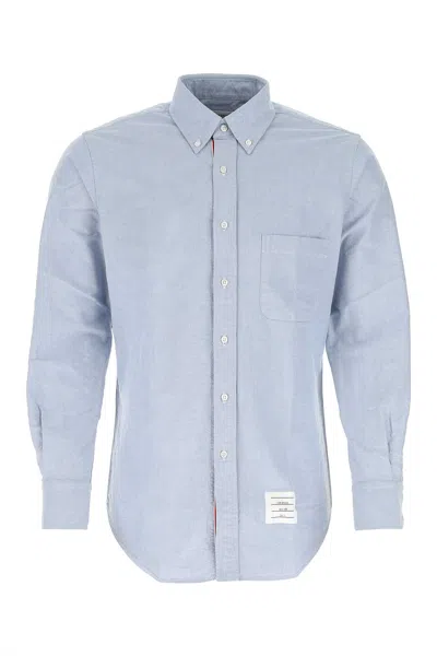 Thom Browne Melange Light Blue Cotton Shirt In Lightblue