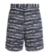 Thom Browne Melange Tulle Yarn Tweed Shorts In Blue
