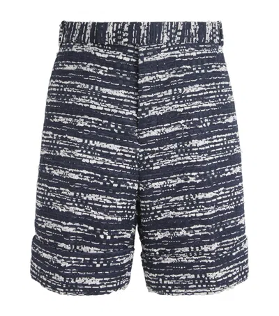 Thom Browne Melange Tulle Yarn Tweed Shorts In Navy
