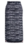 Thom Browne Mélange Tweed Pencil Skirt In Navy