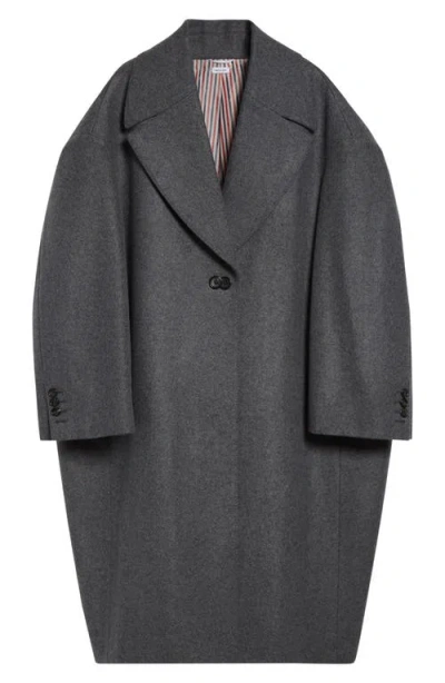 Thom Browne Melton Wool Cocoon Coat In Gray
