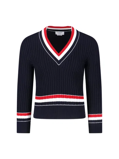 Thom Browne Men's 100% Cotton Crewneck Sweater In Blue