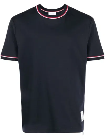 Thom Browne Logo Patch Crewneck T-shirt In Black