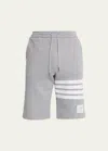 Thom Browne Men Classic Sweat Shorts With Engineered 4 Bar Stripes In Classic Loop Back In Light Gray