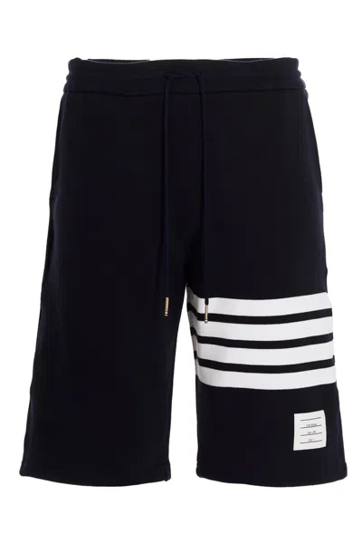 Thom Browne Cotton Loopback Engineered 4-bar Sweat Shorts In Blue