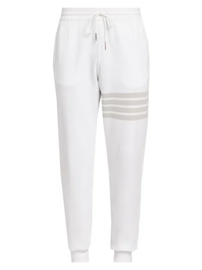 Thom Browne Men's 4 Bar Loopback Overdyed Sweatpants In White