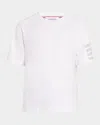 Thom Browne 4-bar Stripes Crewneck T-shirt In White