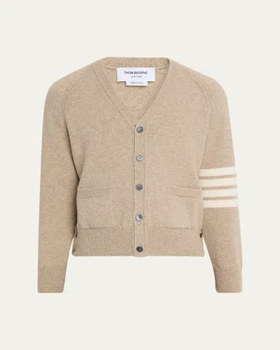 Thom Browne Men's 4-bar Sleeve V-neck Cardigan In Brown