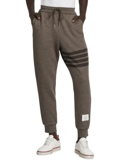 Thom Browne Men's 4 Bar Striped Wool Sweatpants In Brown
