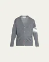 Thom Browne Men's 4-bar Wool Cardigan Sweater In Md Gre